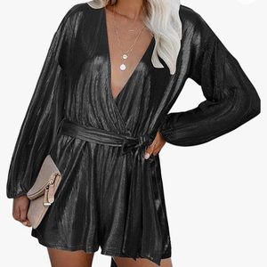 Black metallic romper